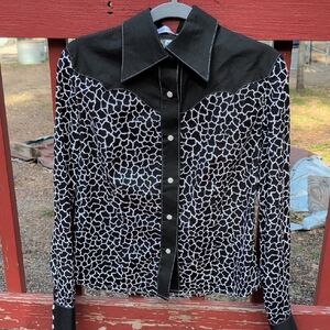 Element Black and White Patterned Western Shirt With Snap
